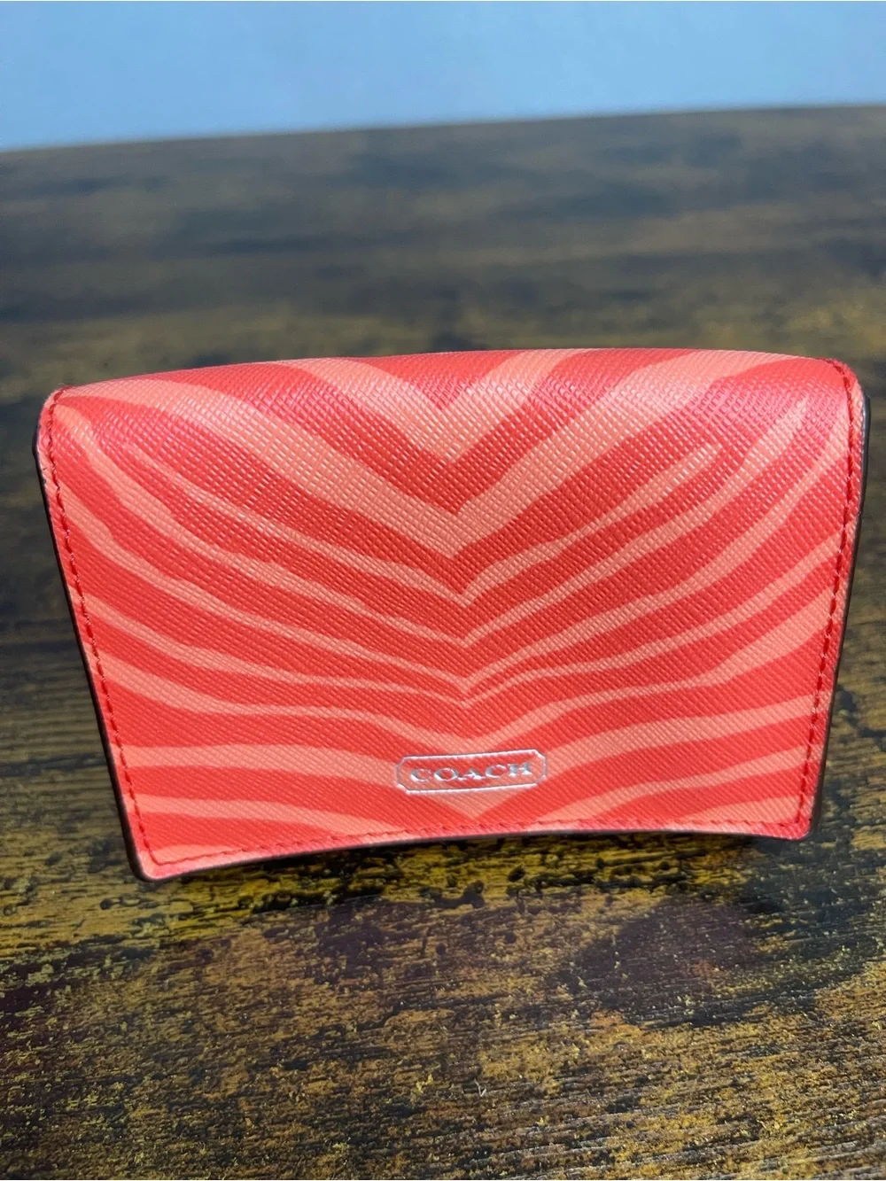 COACH Nylon Travel Bag And Wallet Zebra Print Orange Coral Lot